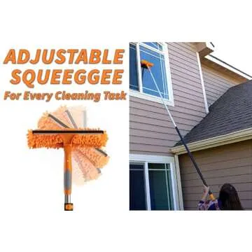 30 Foot High Reach Duster Kit with 7-24 ft Extension Pole // High Ceiling Dusting and Window Cleaning Kit with Telescopic Pole // Window Washer & Squeegee, Cobweb Duster, Fan Blade and Feather Duster