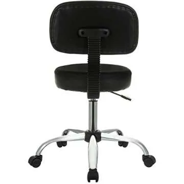 Amazon Basics Multi-Purpose Drafting Spa Bar Stool with Back Cushion and Wheels, Black, 22.72"D x 22.72"W x 37.8"H