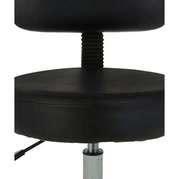 Amazon Basics Multi-Purpose Drafting Spa Bar Stool with Back Cushion and Wheels, Black, 22.72"D x 22.72"W x 37.8"H