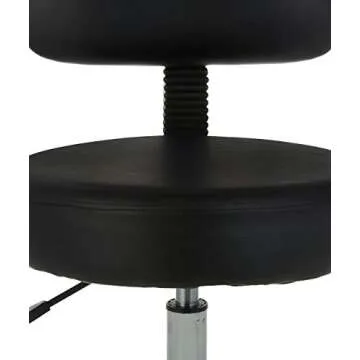 Amazon Basics Multi-Purpose Drafting Spa Bar Stool with Back Cushion and Wheels, Black, 22.72"D x 22.72"W x 37.8"H