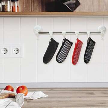 Patelai 4 Pieces Pot Handle Holder Covers Heat Resistant Pan Sleeve Grip Cotton Cast Iron Skillet Handle Covers Non Slip Pan Holders Pan Handle Covers Washable for Kitchen Home Cooking BBQ Cookwares