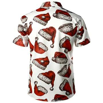JOGAL Men's Christmas Shirt Santa Claus Party Flamingo Casual Hawaiian Shirts Medium Red White