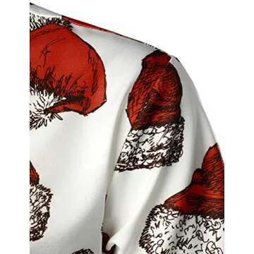 JOGAL Men's Christmas Shirt Santa Claus Party Flamingo Casual Hawaiian Shirts Medium Red White
