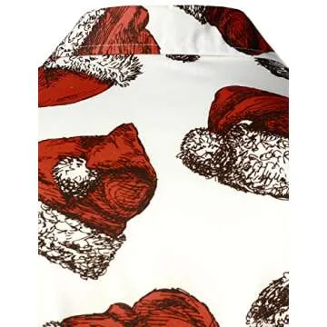 JOGAL Men's Christmas Shirt Santa Claus Party Flamingo Casual Hawaiian Shirts Medium Red White