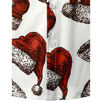 JOGAL Men's Christmas Shirt Santa Claus Party Flamingo Casual Hawaiian Shirts Medium Red White