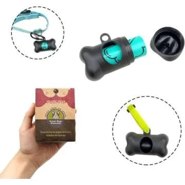 Dog Poop Pickup Bags Holder Dispenser with Standard-Sized Leak-Proof Scented Doggy Waste Bags and Carabiner with Safety Lock&Fastener Never Loose on Leash Lead Again (1 Holder 15 Bags, Black)