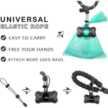 Dog Poop Pickup Bags Holder Dispenser with Standard-Sized Leak-Proof Scented Doggy Waste Bags and Carabiner with Safety Lock&Fastener Never Loose on Leash Lead Again (1 Holder 15 Bags, Black)