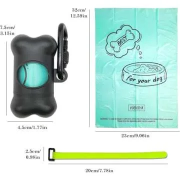 Dog Poop Pickup Bags Holder Dispenser with Standard-Sized Leak-Proof Scented Doggy Waste Bags and Carabiner with Safety Lock&Fastener Never Loose on Leash Lead Again (1 Holder 15 Bags, Black)