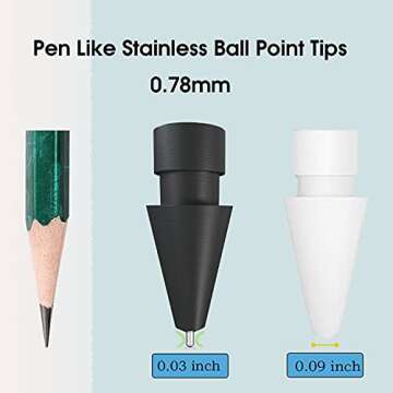 Upgraded Pencil Tips fits for Apple 2nd 1st Gen iPad Pro Pencil,0.78mm No Wear Out Fine Point Precis...