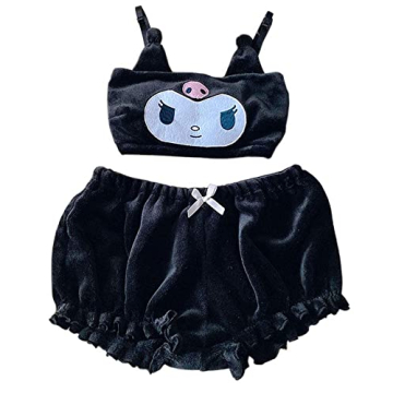 BZB Kawaii Anime Cute Pajamas Set for Women Sweet Lovely Velvet Tube Top and Shorts Two Piece Cartoo...