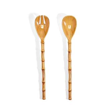 Two's Company Set of 2 Bamboo Touch Accent Salad Servers (hand wash only) - 100% Melamine