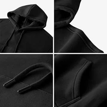 Women's Cropped Hoodie Heavyweight Pullover Sweatshirt Long Sleeve Women's Casual Hoodies Cropped Tops Loose Sweatshirt with Pocket Casual Workout Crop Sweatshirt Tops Black-XL