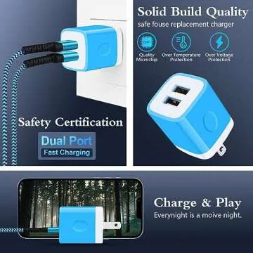 USB Wall Charger 3-Pack Fast Charging Dual Port Adapter