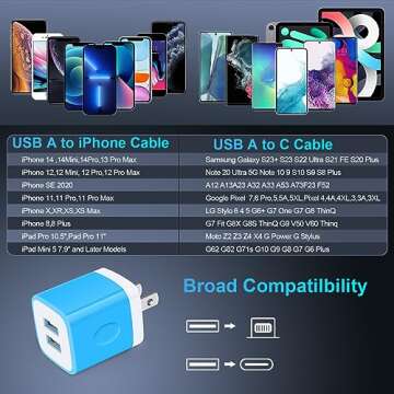 USB Wall Charger 3-Pack Fast Charging Dual Port Adapter