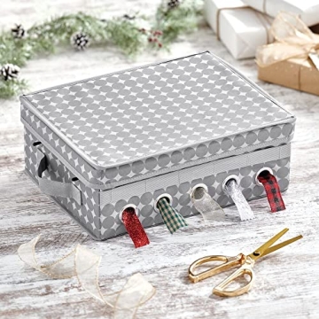 mDesign Stylish Ribbon Storage Box for Gift Wrapping