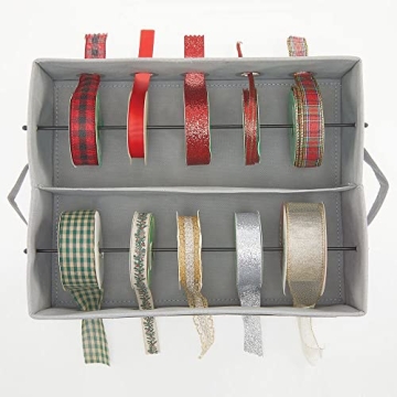 mDesign Stylish Ribbon Storage Box for Gift Wrapping