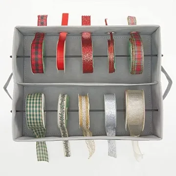 mDesign Stylish Ribbon Storage Box for Gift Wrapping