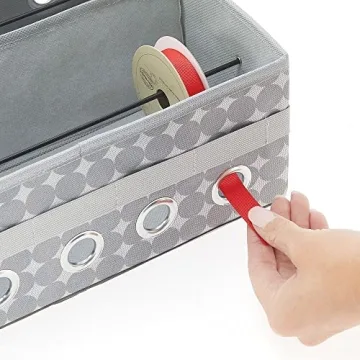 mDesign Stylish Ribbon Storage Box for Gift Wrapping