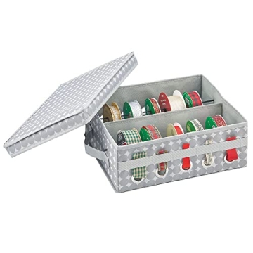 mDesign Stylish Ribbon Storage Box for Gift Wrapping