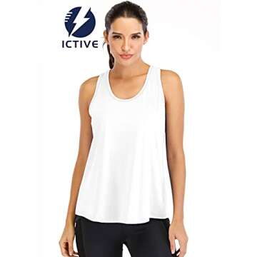 ICTIVE Stylish Mesh Workout Tank Tops for Women - Backless & Breathable - White XXL