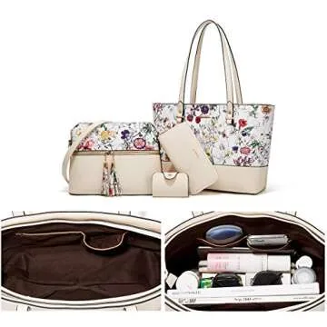 Women Fashion Handbags Wallet Tote Bag Shoulder Bag Top Handle Satchel Purse Set 4pcs