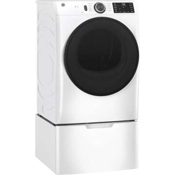 GE GFD55ESSNWW 28" Front Load Electric Dryer with 7.8 cu. ft. Capacity Built-in WiFi HE Sensor Dry and Sanitize Cycle in White