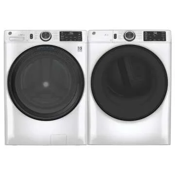 GE GFD55ESSNWW 28" Front Load Electric Dryer with 7.8 cu. ft. Capacity Built-in WiFi HE Sensor Dry and Sanitize Cycle in White