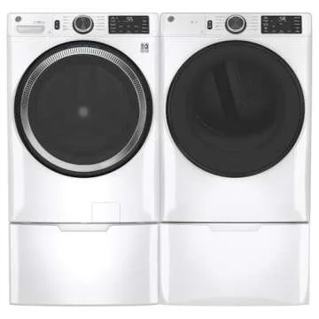 GE GFD55ESSNWW 28" Front Load Electric Dryer with 7.8 cu. ft. Capacity Built-in WiFi HE Sensor Dry and Sanitize Cycle in White