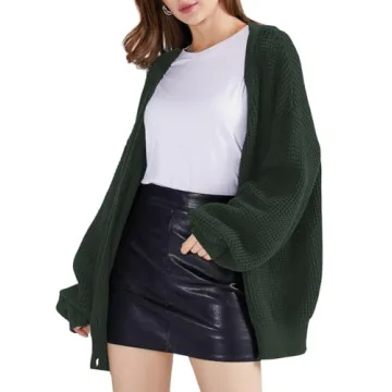 QUALFORT Women's 100% Cotton Oversized Cardigan Sweater