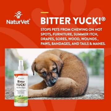 NaturVet Bitter Yuck! No Chew Spray for Dogs, Cats, and Horses Pet Training Spray, Liquid, Made in The USA, 16 Ounce