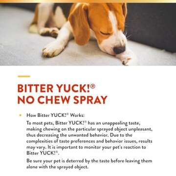 NaturVet Bitter Yuck! No Chew Spray for Dogs, Cats, and Horses Pet Training Spray, Liquid, Made in The USA, 16 Ounce