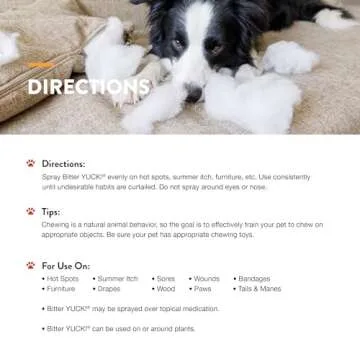 NaturVet Bitter Yuck! No Chew Spray for Dogs, Cats, and Horses Pet Training Spray, Liquid, Made in The USA, 16 Ounce