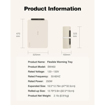 iTRUSOU Electric Warming Tray Full Surface Heating 3 Temp Settings