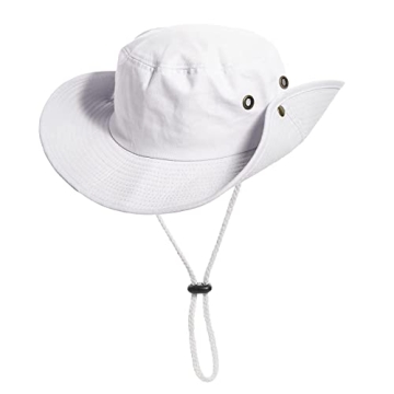 Sun Hats for Men with UV Protection - Wide Brim Bucket Fishing Safari Boonie Hat for Summer (White, ...