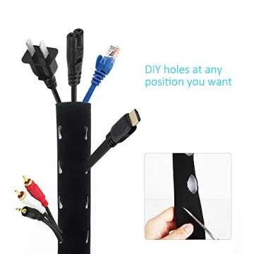 Kootek 118-Inch Cable Management Sleeves with Cable Ties, Neoprene Cable Organizer Cord Cover Wire Hider for TV Computer Office Theater (Black&White, Large)