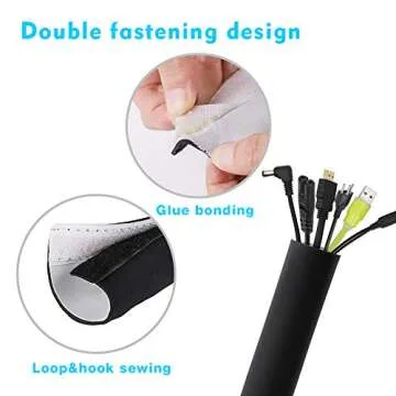 Kootek 118-Inch Cable Management Sleeves with Cable Ties, Neoprene Cable Organizer Cord Cover Wire Hider for TV Computer Office Theater (Black&White, Large)
