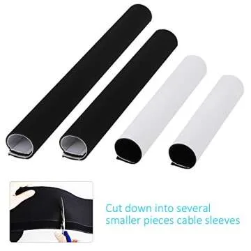Kootek 118-Inch Cable Management Sleeves with Cable Ties, Neoprene Cable Organizer Cord Cover Wire Hider for TV Computer Office Theater (Black&White, Large)