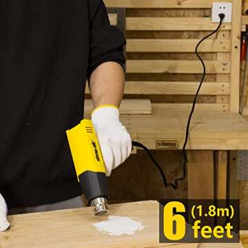 SHOP·AIR 1200W Heat Gun 750~1020℉, Fast Heating Heavy Duty Hot Air Gun Kit Variable Temperature Control Overload Protection, 4 Nozzles for Crafts, Shrinking PVC, Stripping Paint(Carry Bag Included)