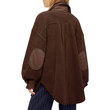 Fisoew Women's Comfy Oversized Shacket with Pockets