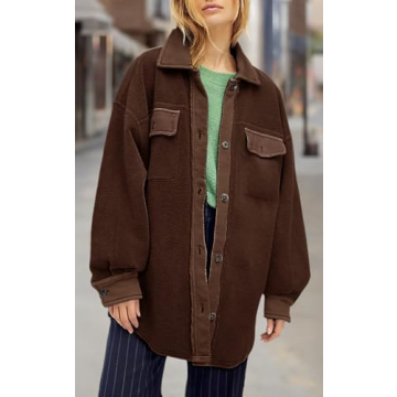 Fisoew Women's Comfy Oversized Shacket with Pockets