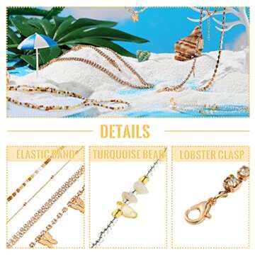 Jadive 7 Pieces Waist Beads for Women Jewelry Belly Beads Chains Summer African Beach Bikini Body Belly Chains Jewelry(Butterfly Style)