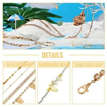 Jadive 7 Pieces Waist Beads for Women Jewelry Belly Beads Chains Summer African Beach Bikini Body Belly Chains Jewelry(Butterfly Style)