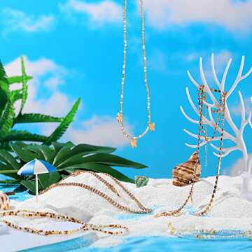 Jadive 7 Pieces Waist Beads for Women Jewelry Belly Beads Chains Summer African Beach Bikini Body Belly Chains Jewelry(Butterfly Style)