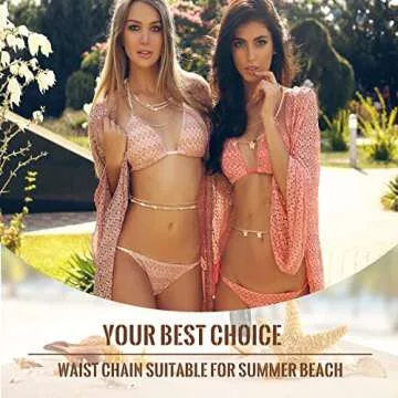 Jadive 7 Pieces Waist Beads for Women Jewelry Belly Beads Chains Summer African Beach Bikini Body Belly Chains Jewelry(Butterfly Style)