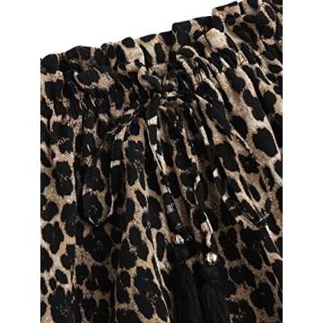 MakeMeChic Women's Summer Plus Size Leopard Print Elastic Waist Drawstring Casual Loose Beach Shorts Multicoloured 2XL