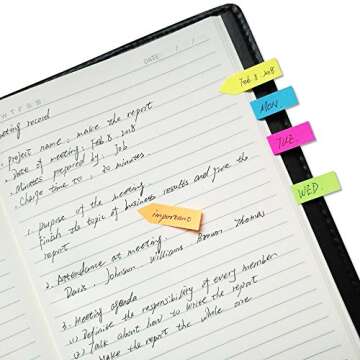 Sticky Notes Page Markers Colored Index Tabs Flags Bundle Set,2 Mini Rectangular Notes And 6 Index Arrow Flags Organizer（640pcs）, With a 15 cm (6 inch) Ruler. Leather Look Design Holder（1Set）.YISEEK