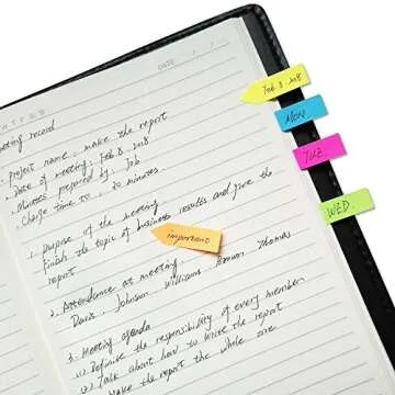 Sticky Notes Page Markers Colored Index Tabs Flags Bundle Set,2 Mini Rectangular Notes And 6 Index Arrow Flags Organizer（640pcs）, With a 15 cm (6 inch) Ruler. Leather Look Design Holder（1Set）.YISEEK