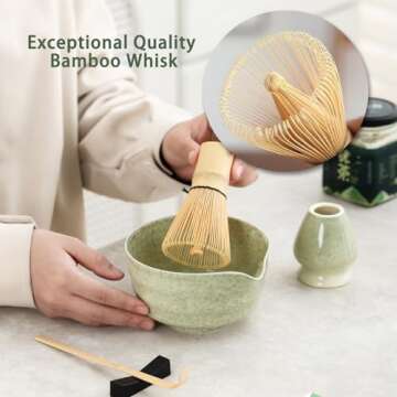 Ochcahser Matcha Set, Japanese Tea Set Includes Matcha Bowl with Spout, Matcha Whisk Holder, Bamboo ...