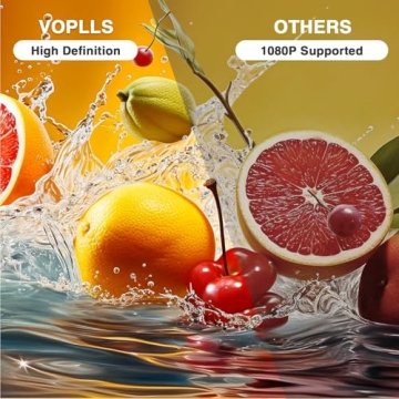 Mini Projector, VOPLLS 1080P Full HD Supported Video Projector, Portable Outdoor Home Theater Movie Projector, 50% Zoom, Compatible with HDMI, USB, AV, Smartphone/Tablet/Laptop (Small Projector)