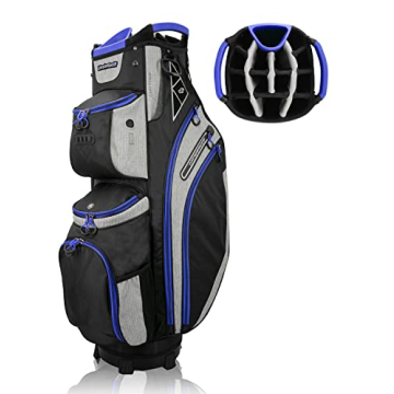 LIVSINGOLF 14 Way Golf Cart Bag for Push Bag Classy Design Full Length with Cooler, Rain Hood, Putte...